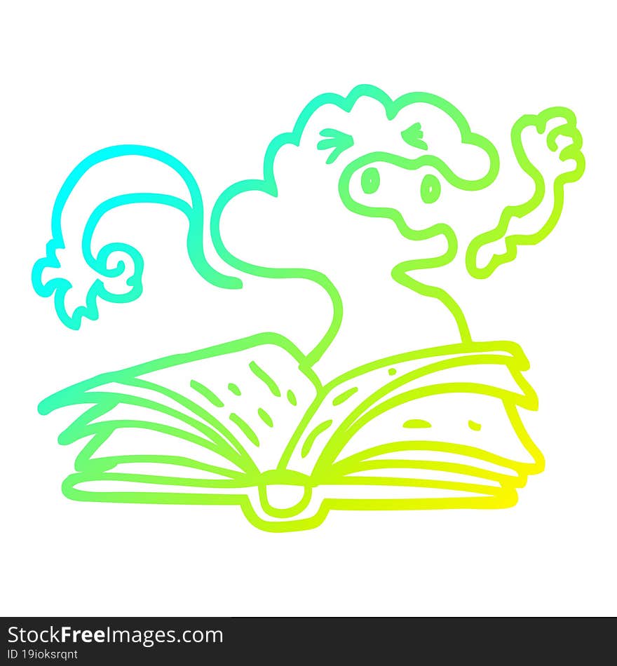 cold gradient line drawing cartoon spell book