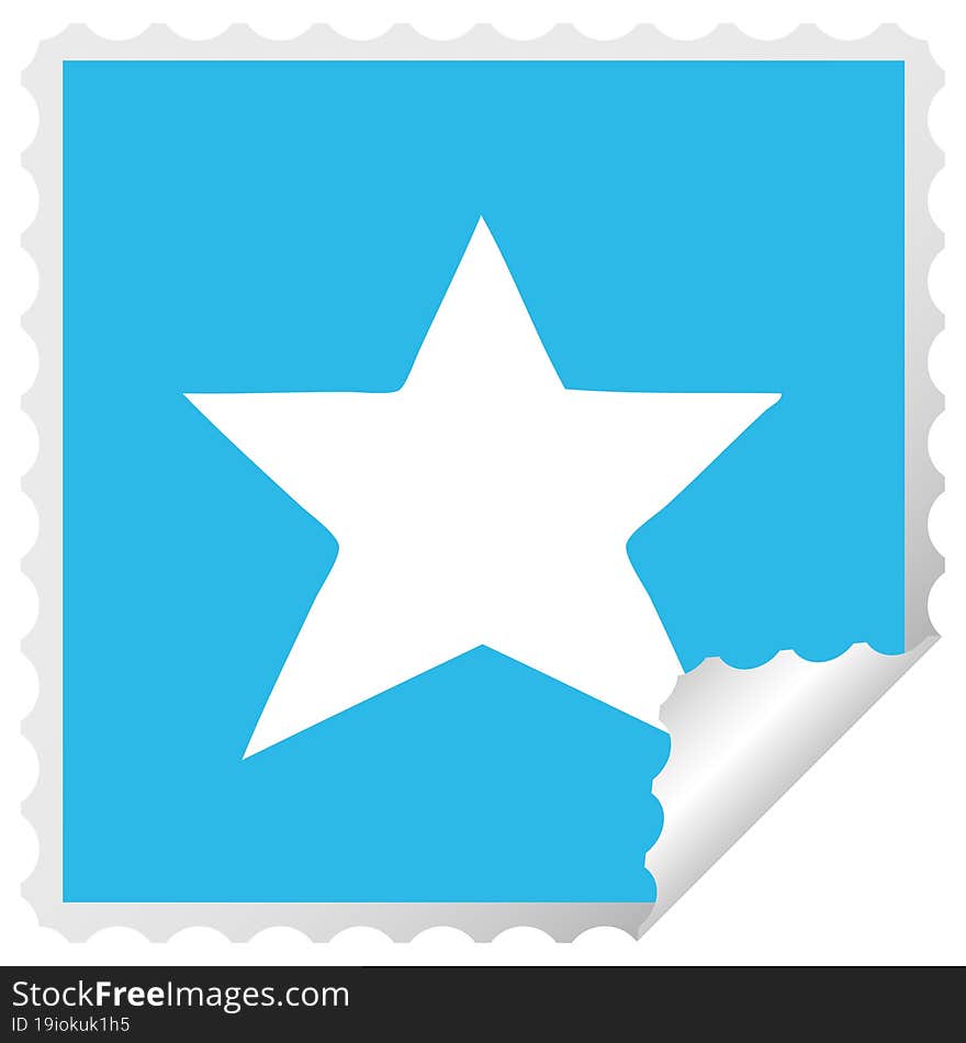 square peeling sticker cartoon of a gold star