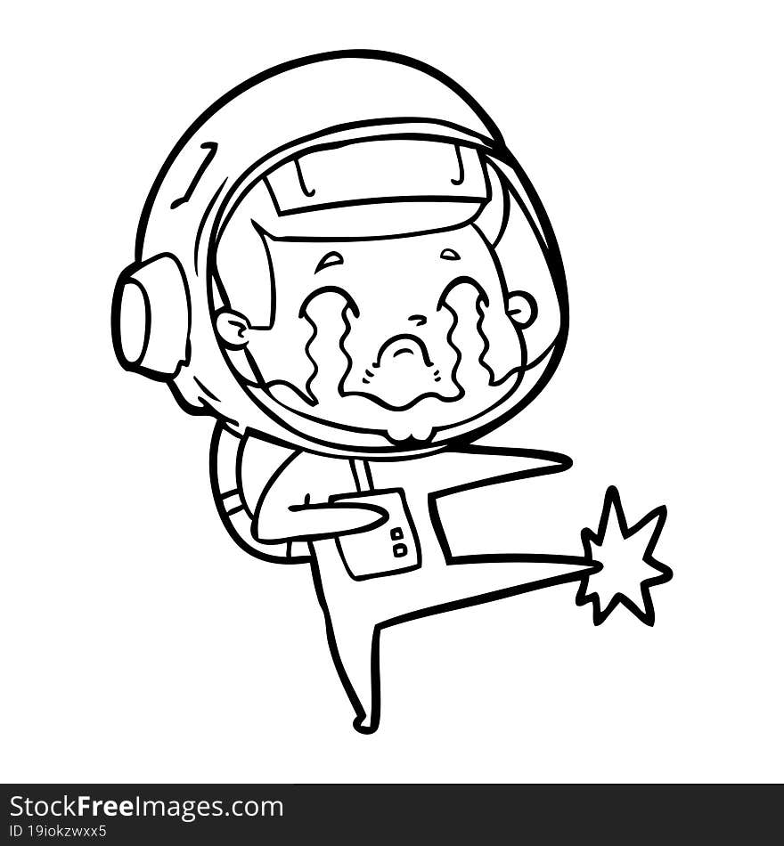 cartoon crying astronaut. cartoon crying astronaut