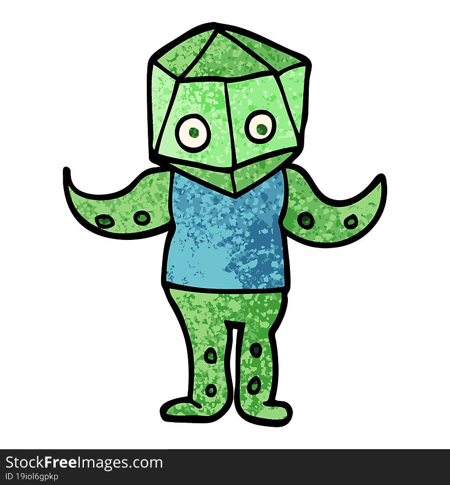 grunge textured illustration cartoon weird alien