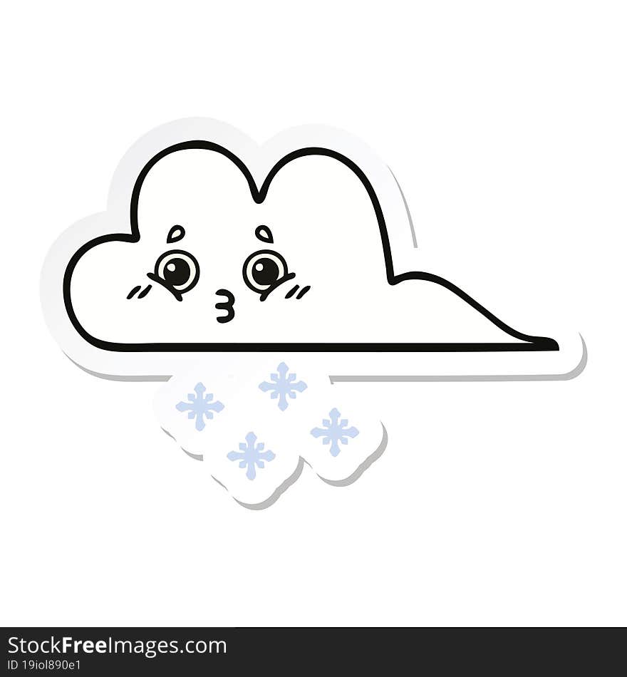 sticker of a cute cartoon snow cloud