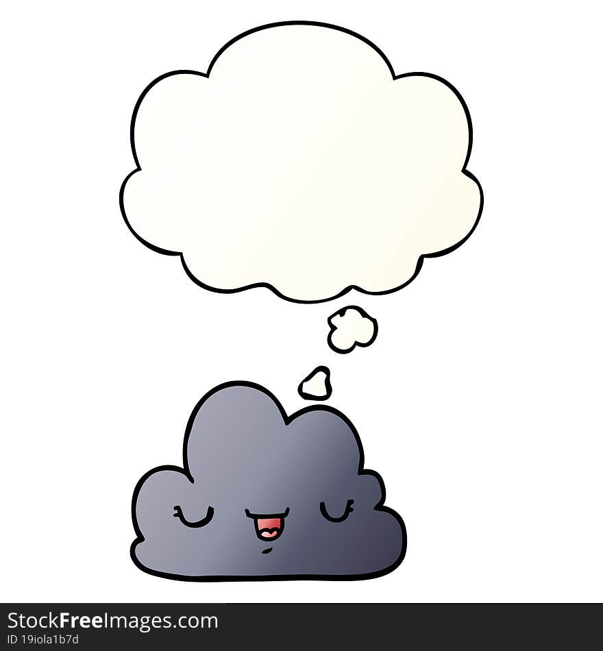 cute cartoon cloud and thought bubble in smooth gradient style