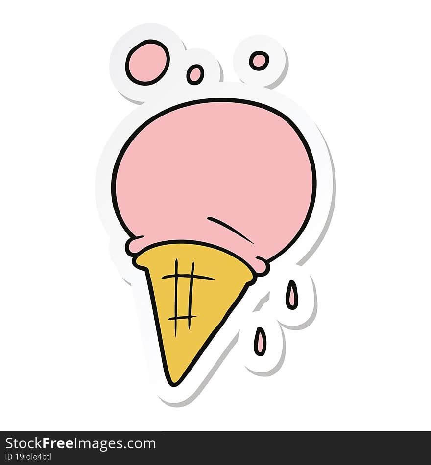 Sticker Of A Cartoon Ice Cream