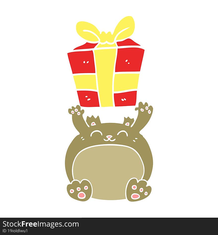 cute flat color style cartoon christmas bear