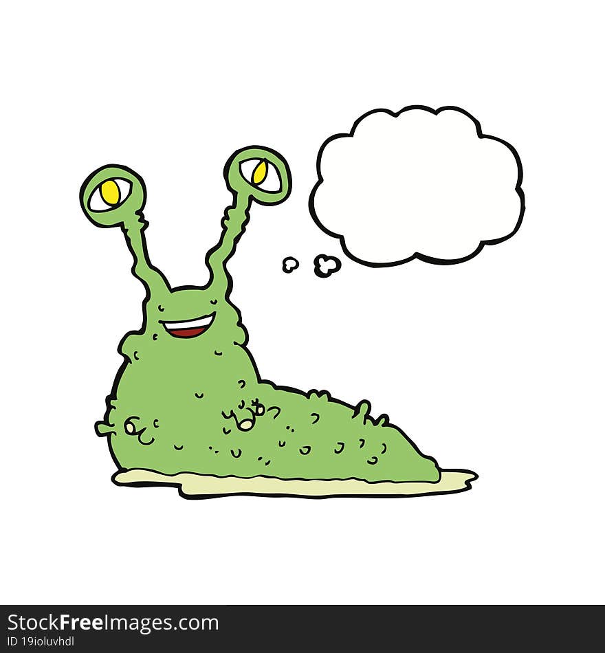 cartoon slug with thought bubble