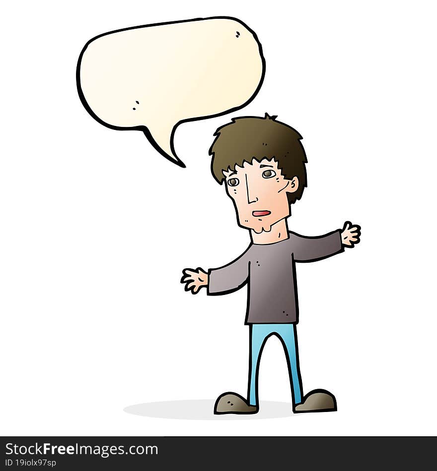 cartoon worried man with speech bubble