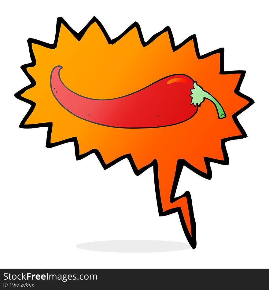 freehand drawn speech bubble cartoon chilli pepper