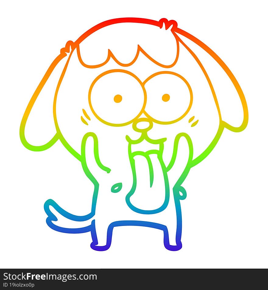 rainbow gradient line drawing of a cute cartoon dog