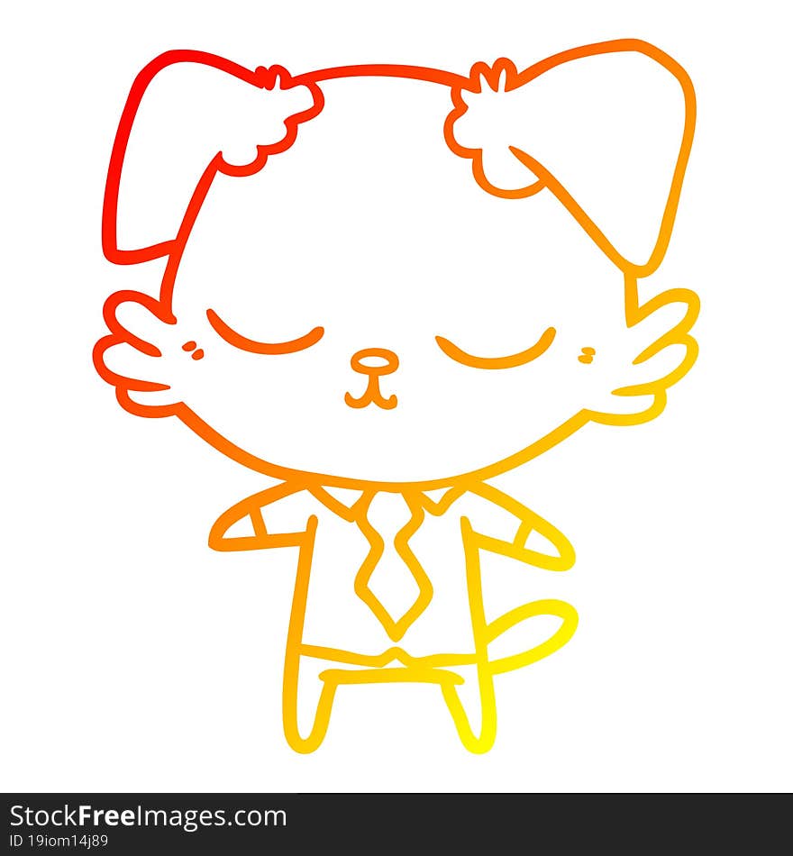 Warm Gradient Line Drawing Cute Cartoon Dog