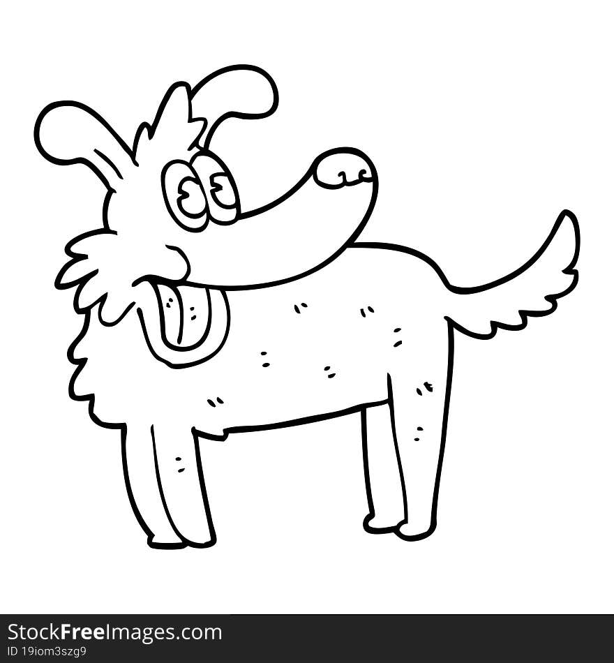 Line Drawing Cartoon Happy Dog