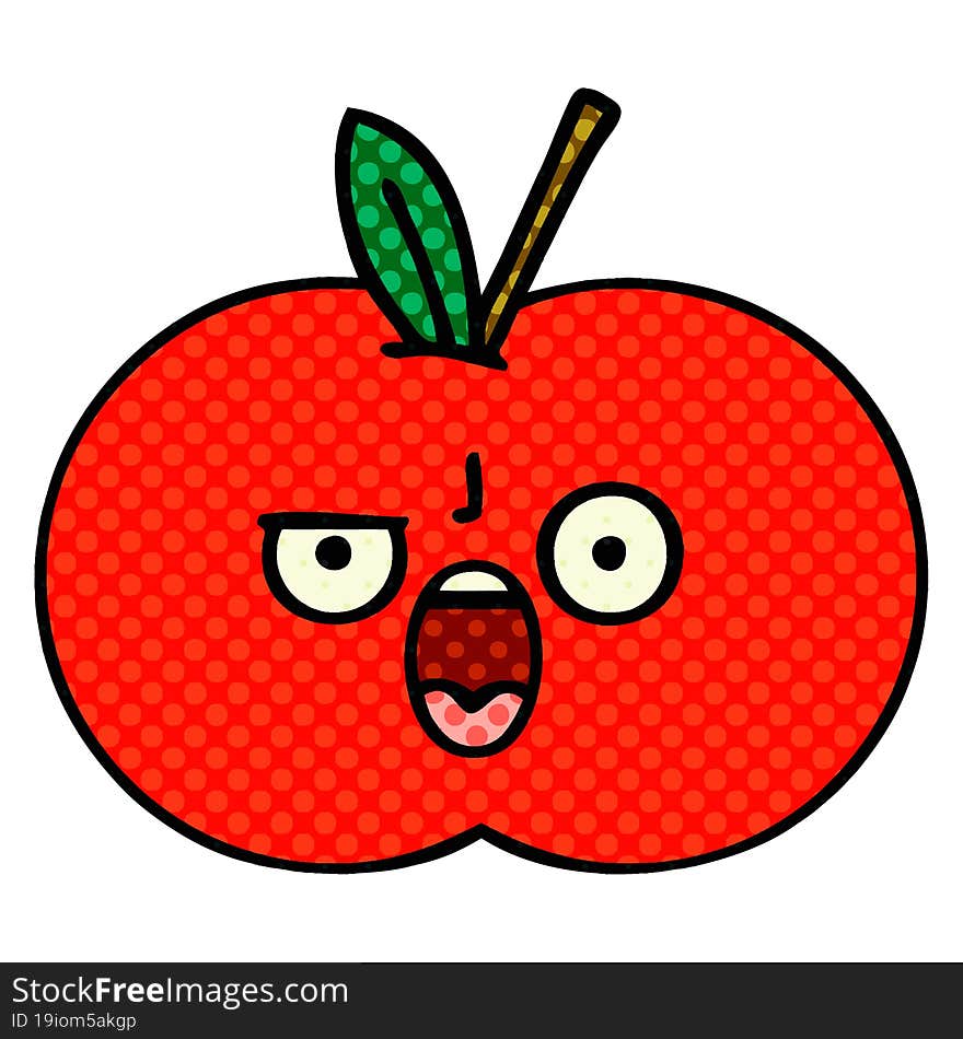 comic book style cartoon red apple