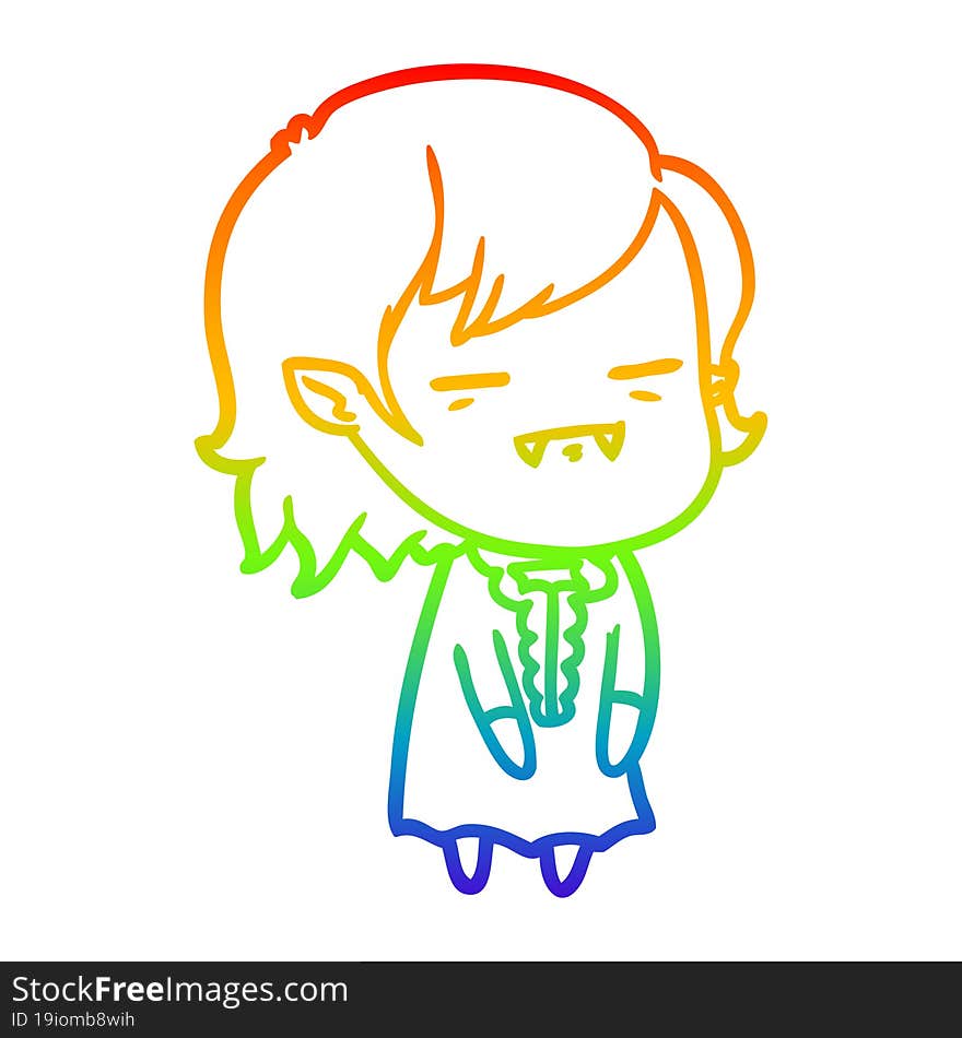 rainbow gradient line drawing cartoon undead vampire girl