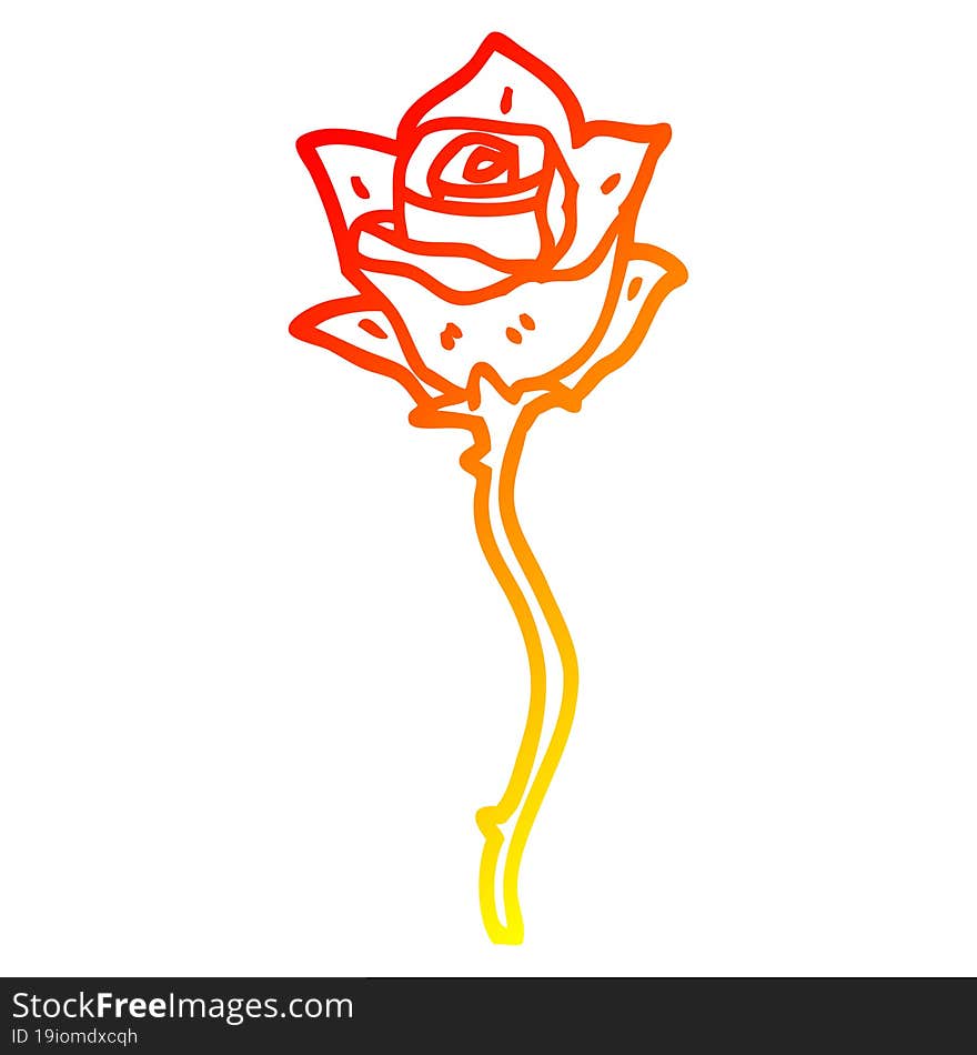 Warm Gradient Line Drawing Cartoon Red Rose