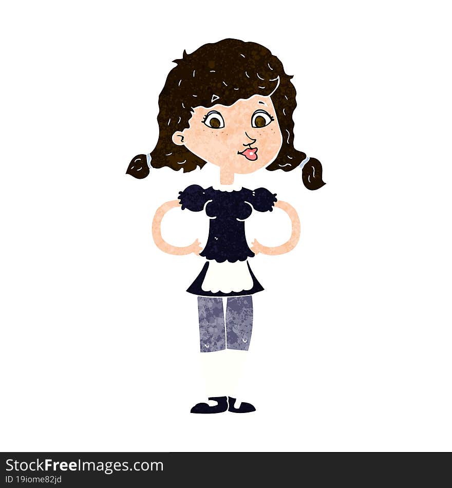 cartoon happy waitress woman