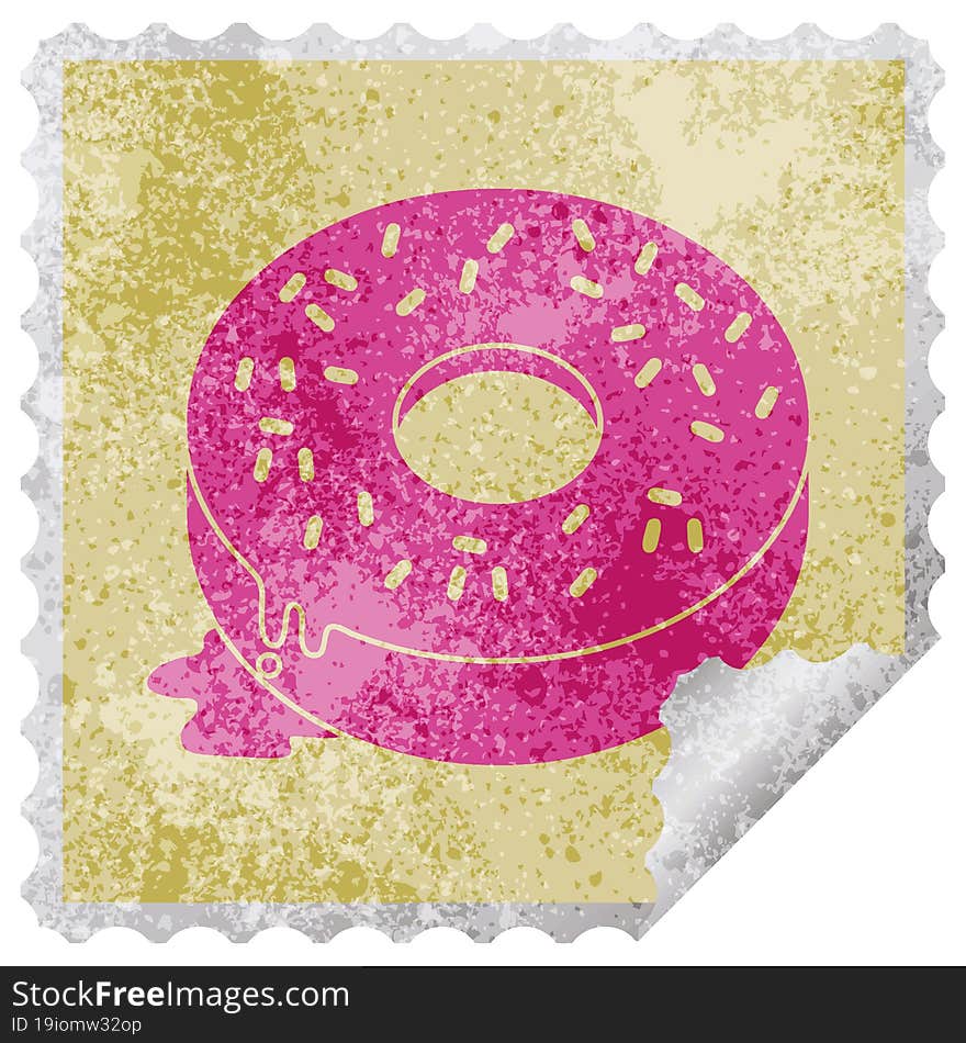 Tasty Donut Square Peeling Sticker