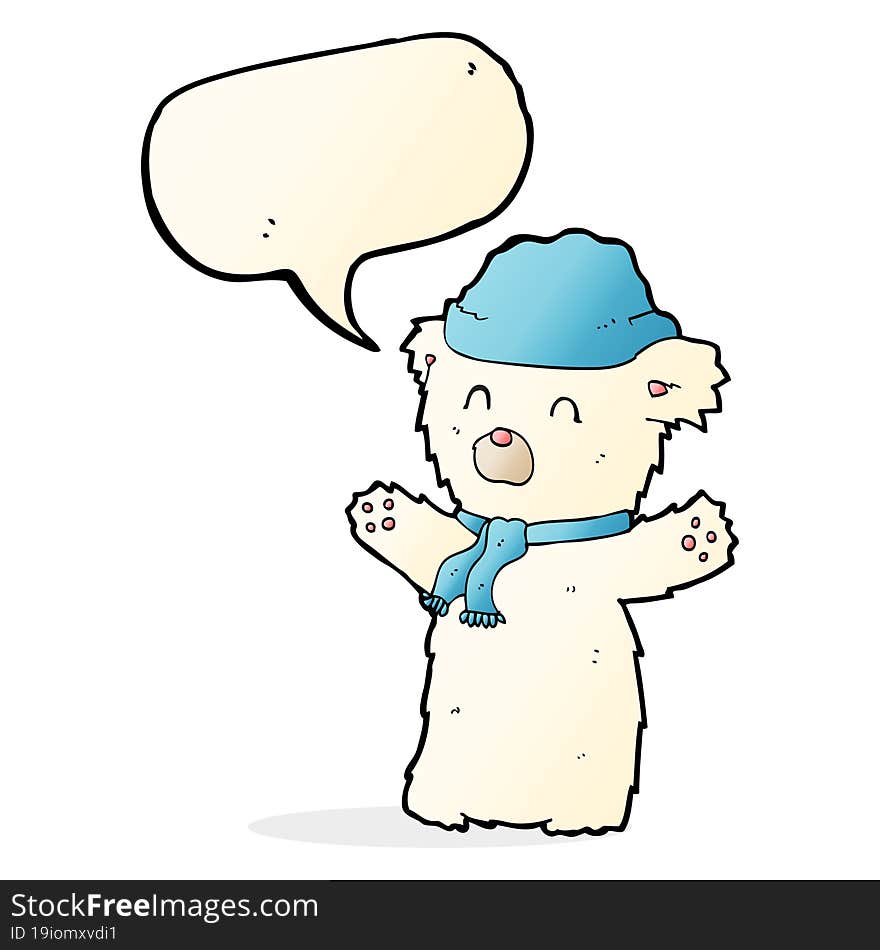 cartoon cute polar bear with speech bubble