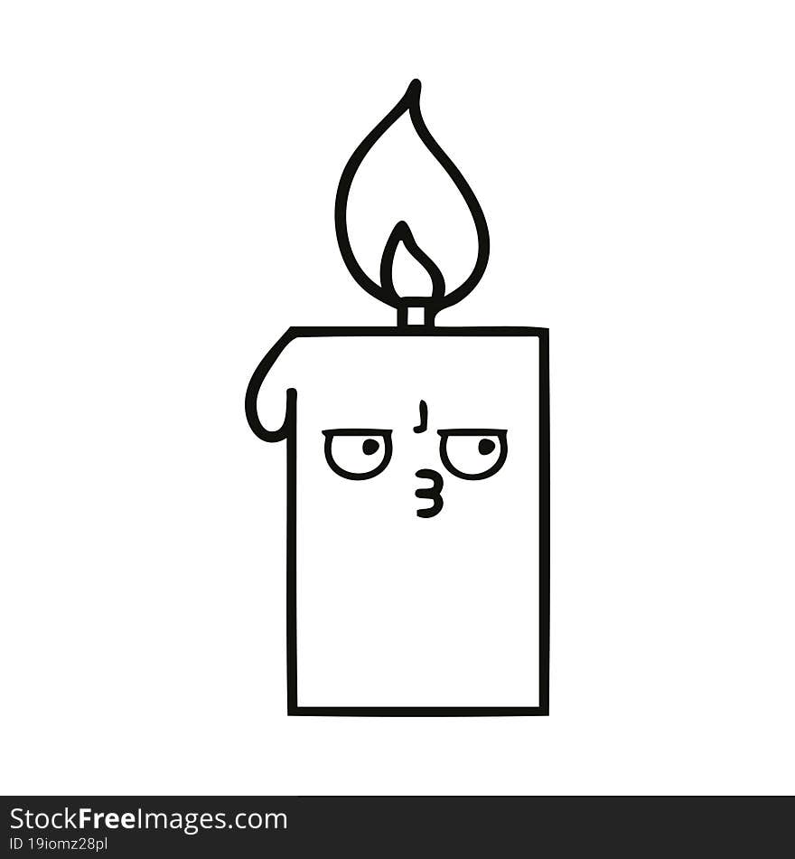 line drawing cartoon lit candle