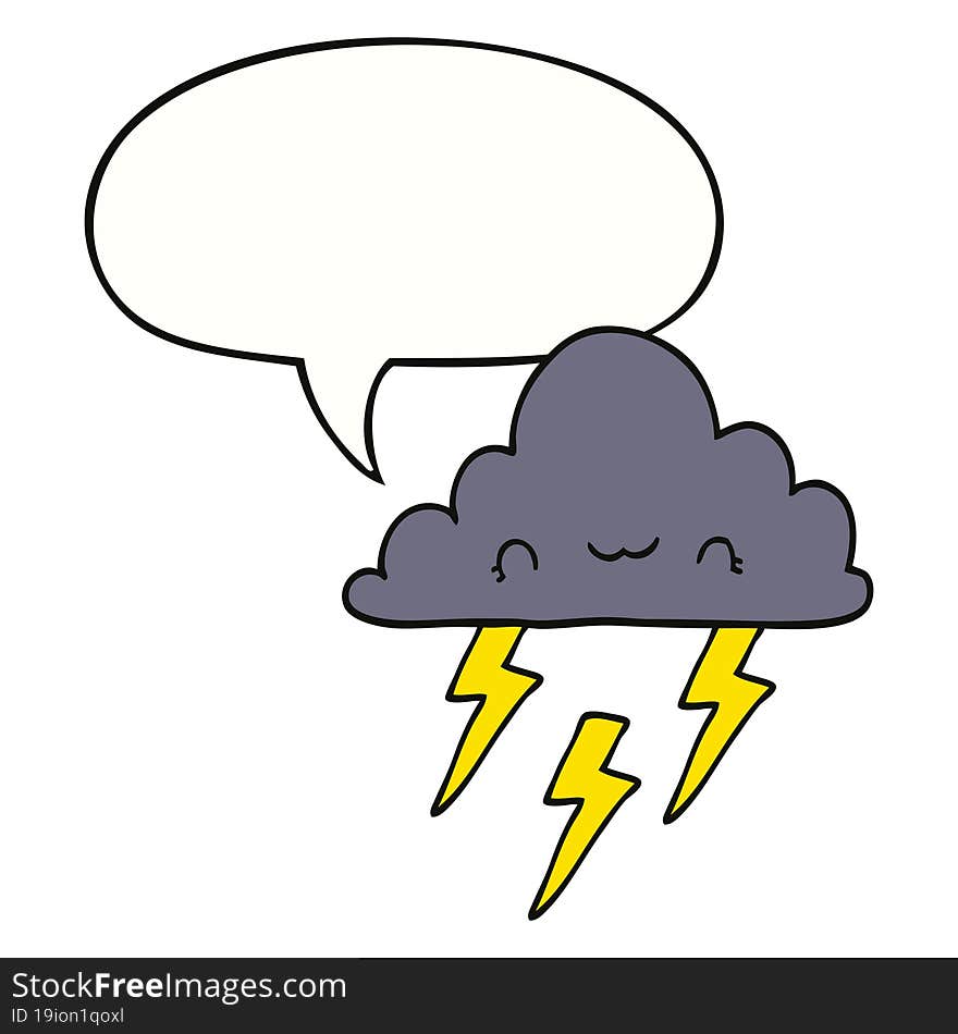 cartoon storm cloud and speech bubble