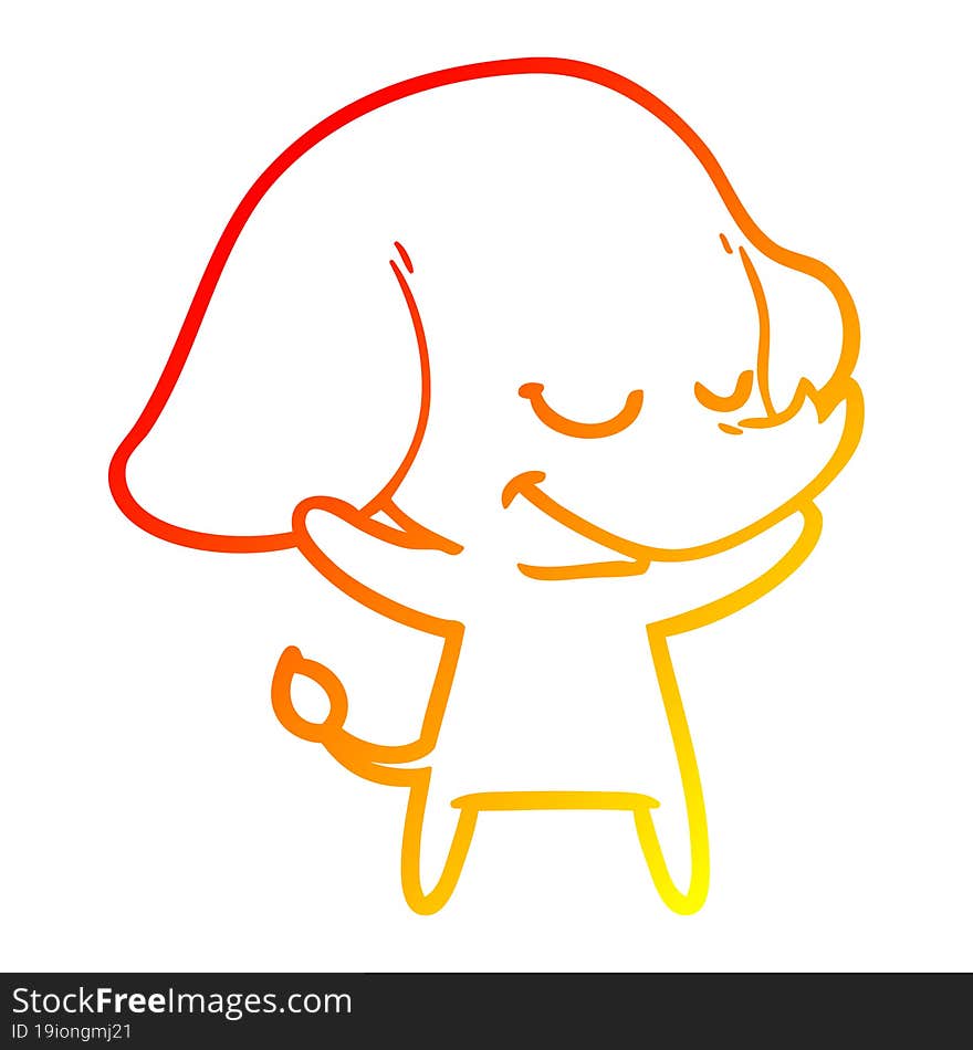 warm gradient line drawing cartoon smiling elephant