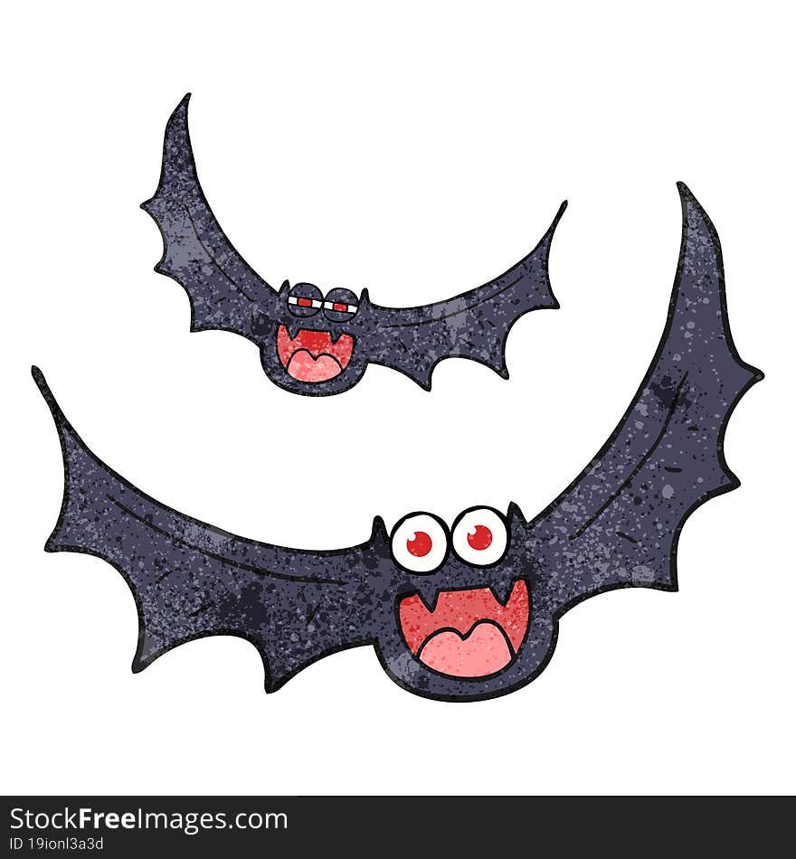 freehand textured cartoon halloween bats