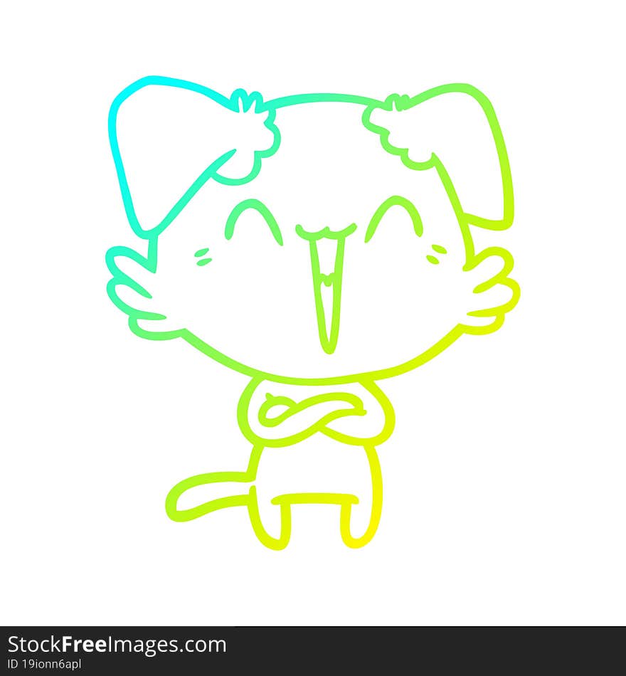 cold gradient line drawing happy little dog cartoon