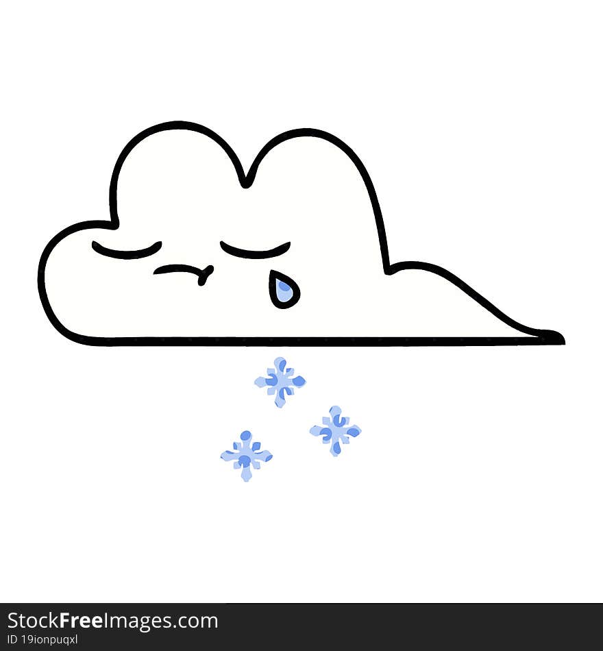 comic book style cartoon of a snow cloud