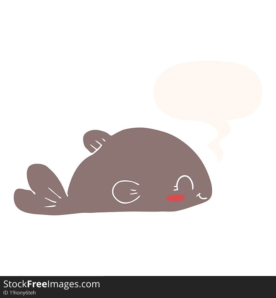 cartoon fish and speech bubble in retro style