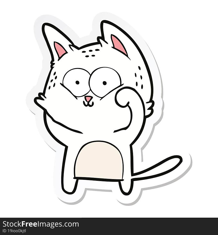 sticker of a cartoon cat being cute