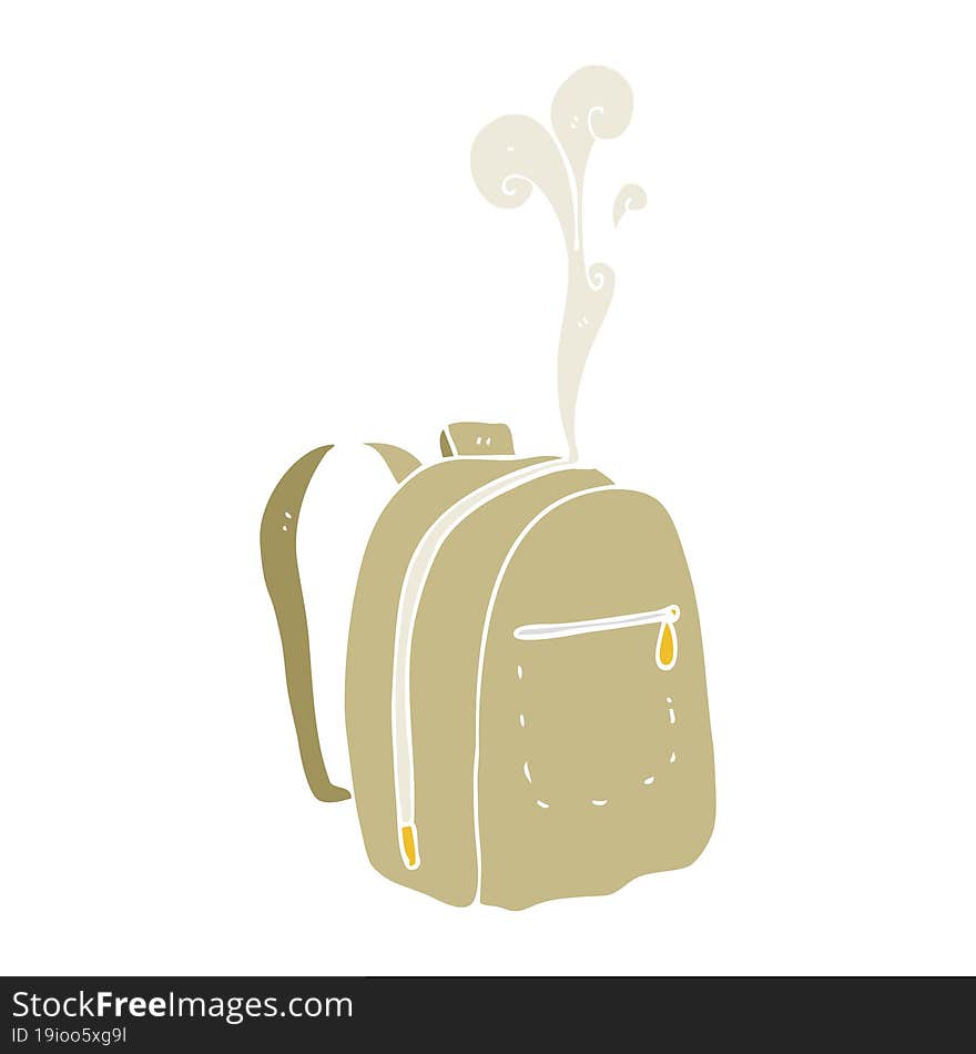 Flat Color Illustration Of A Cartoon Rucksack