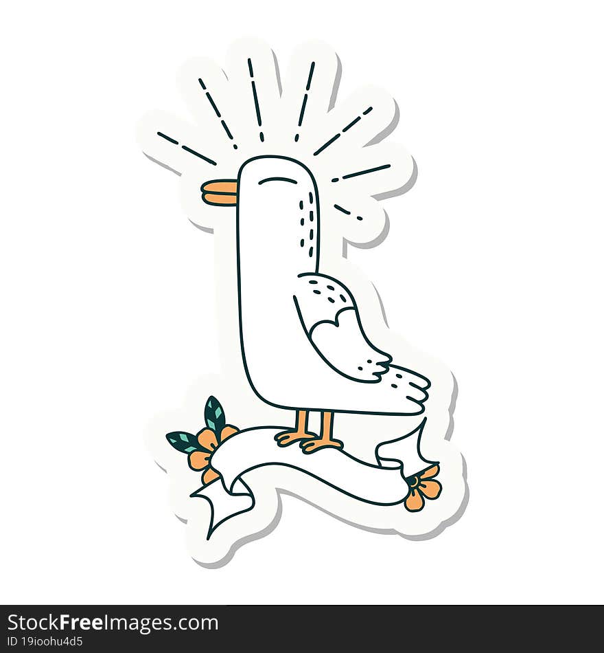 Sticker Of Tattoo Style Seagull Bird