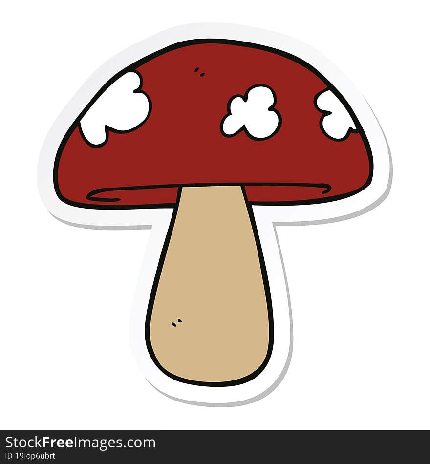 Sticker Of A Cartoon Mushroom