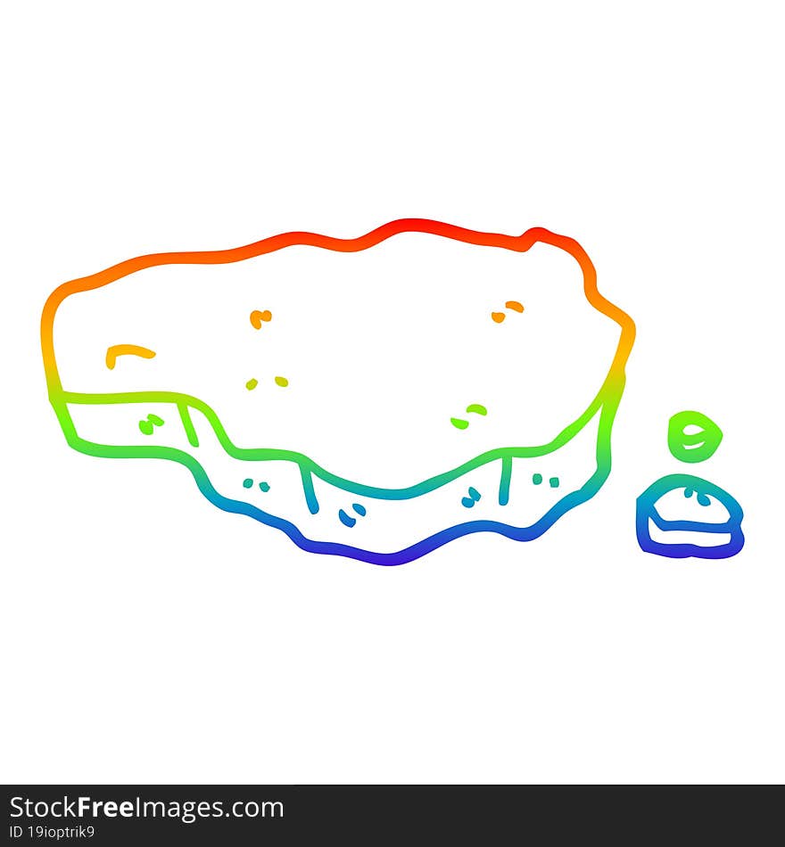 rainbow gradient line drawing cartoon old rock