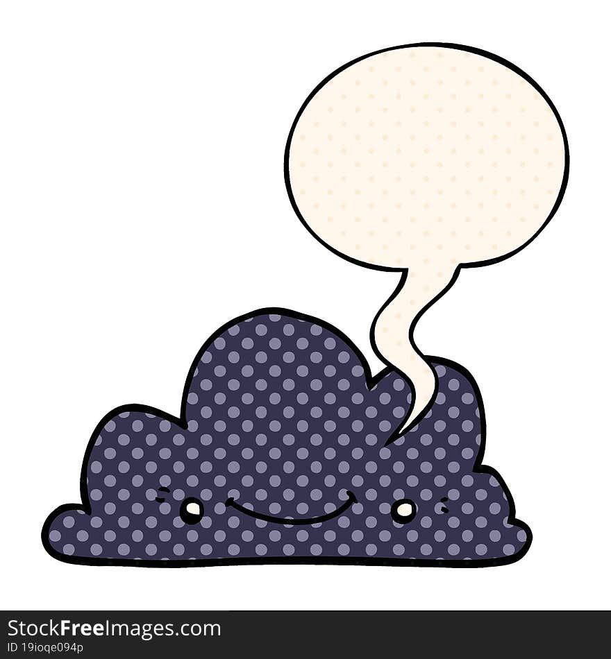 cute cartoon cloud and speech bubble in comic book style