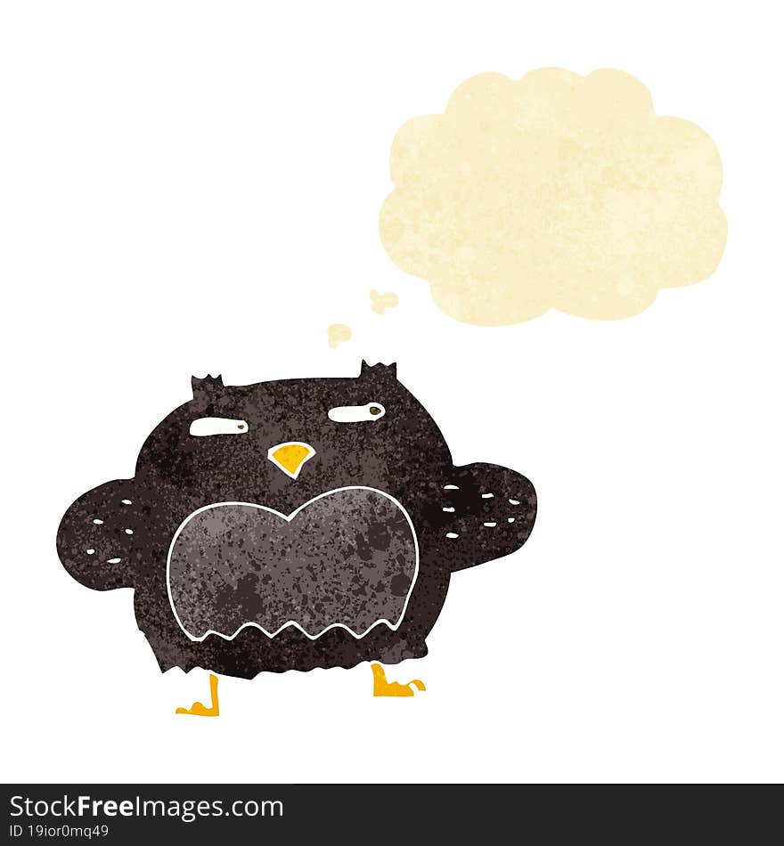 Cartoon Suspicious Owl With Thought Bubble