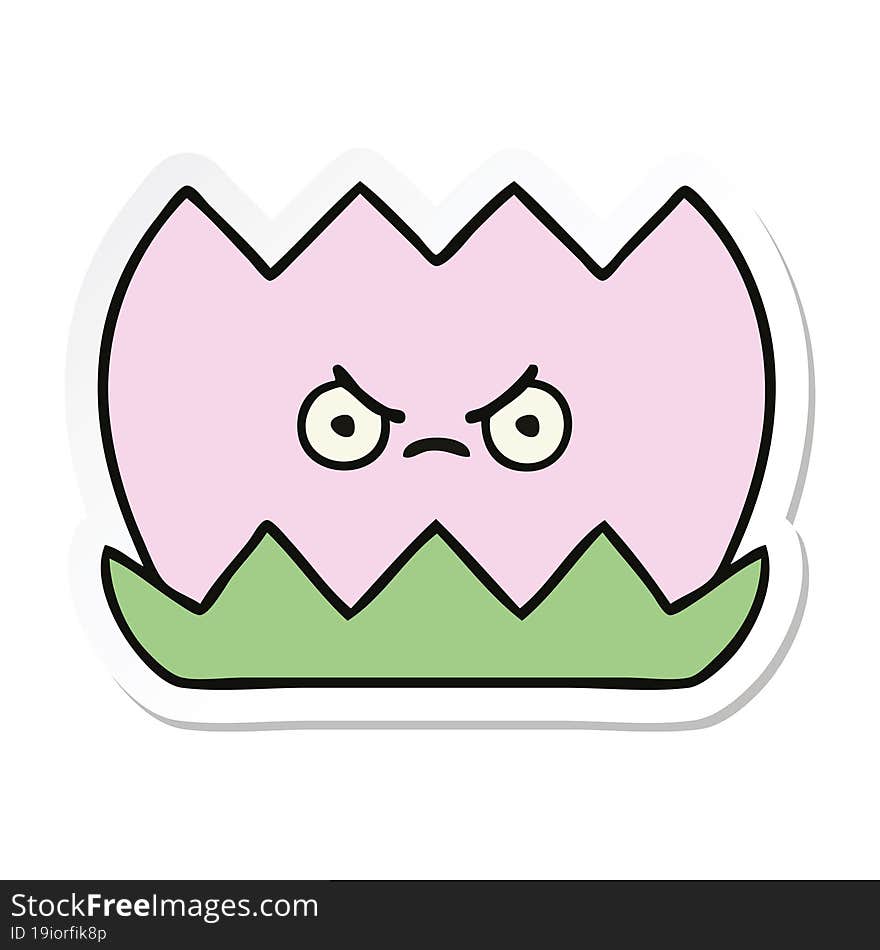 sticker of a cute cartoon water lilly