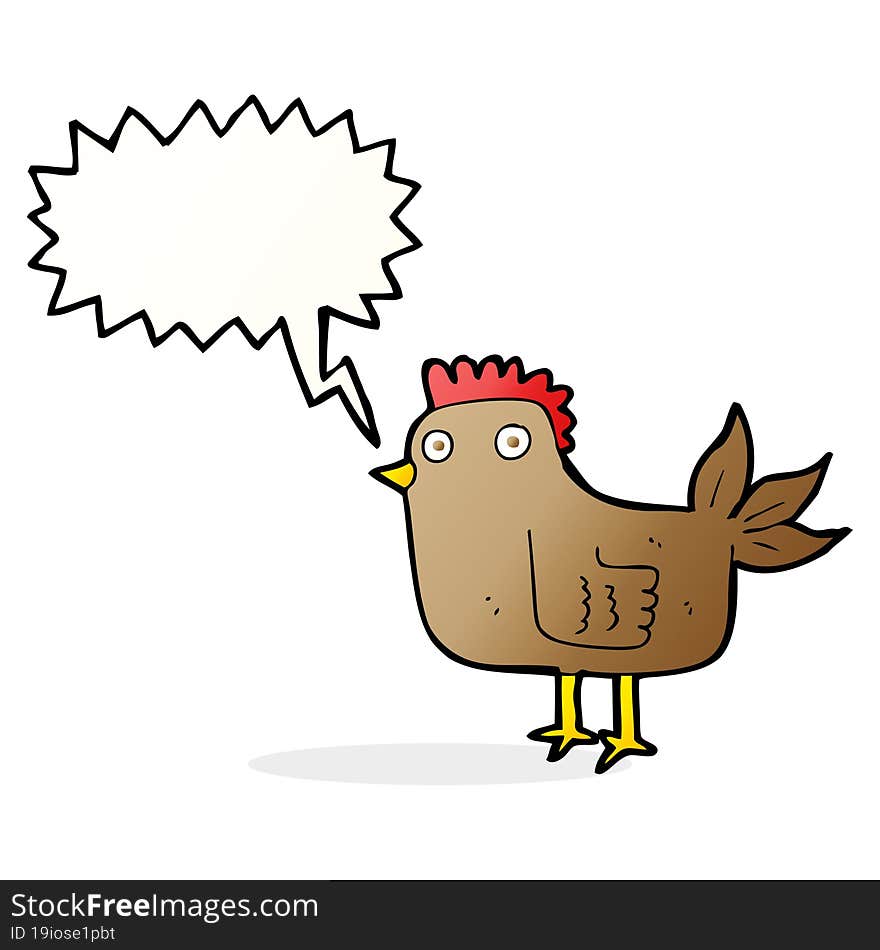 cartoon hen with speech bubble