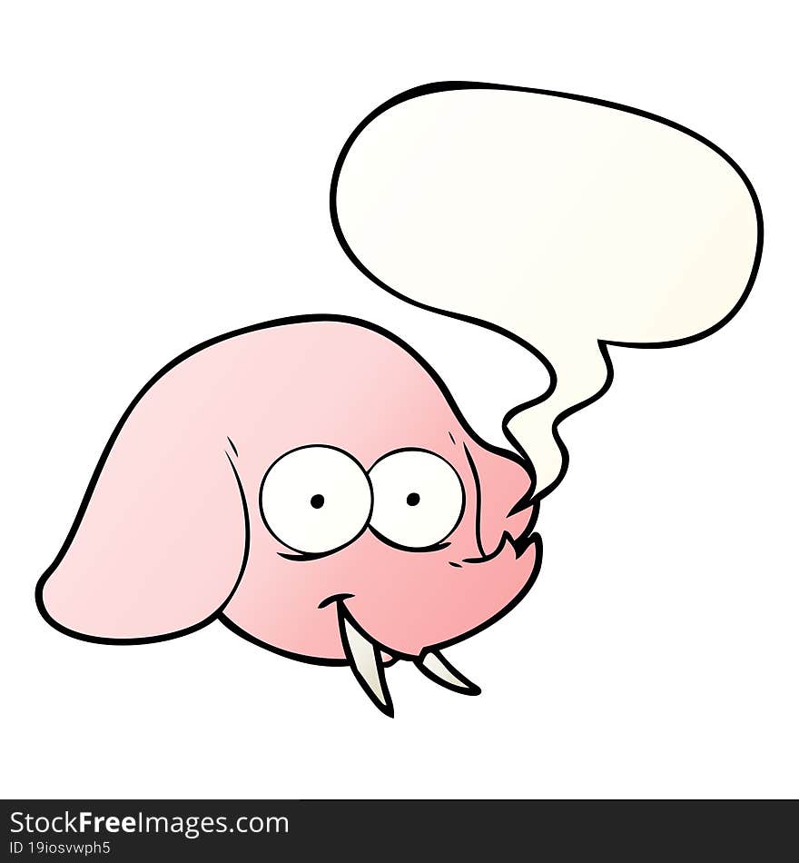 cartoon elephant face and speech bubble in smooth gradient style