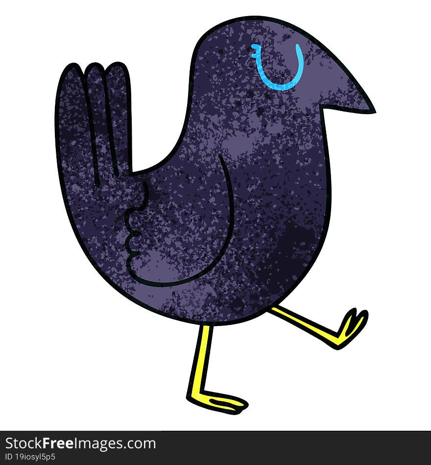 Quirky Hand Drawn Cartoon Crow