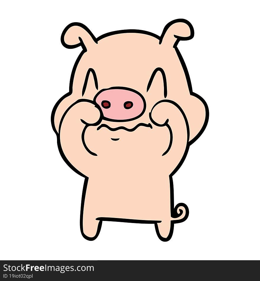 nervous cartoon pig. nervous cartoon pig