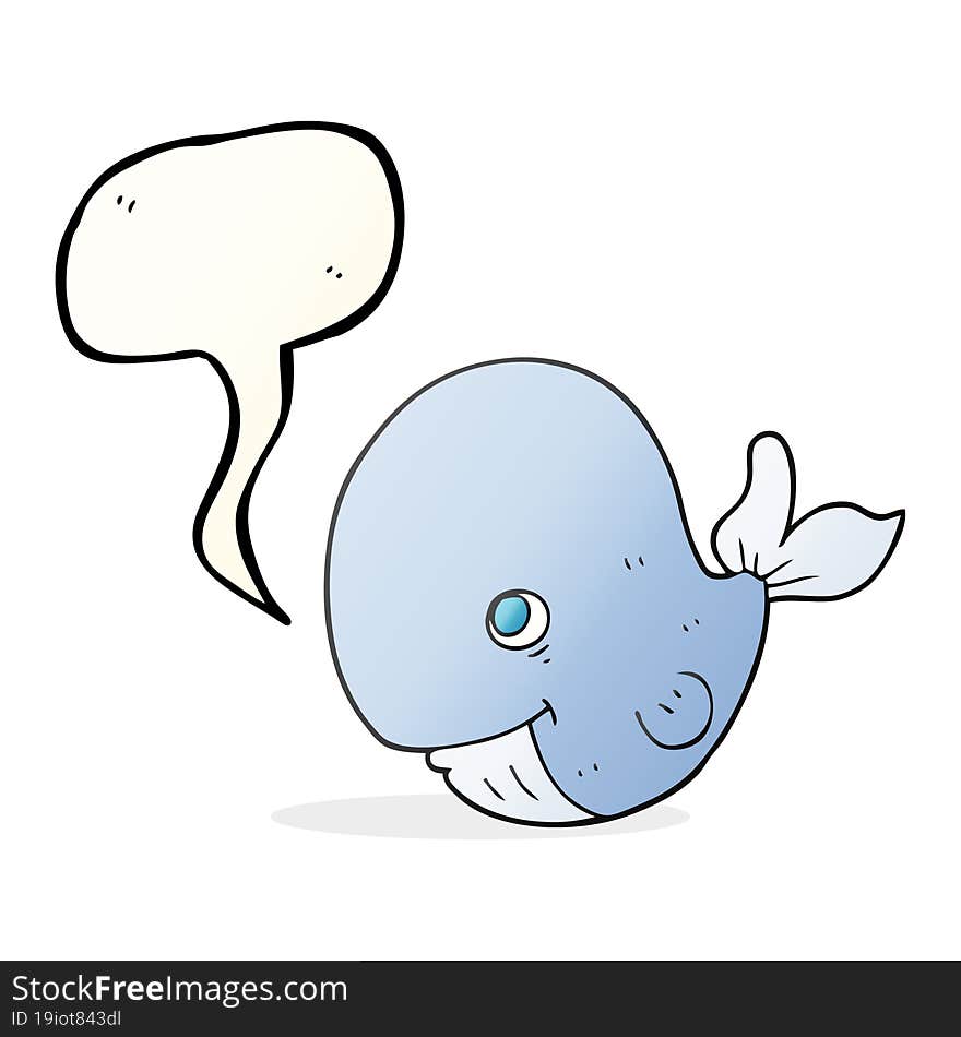 freehand drawn speech bubble cartoon happy whale