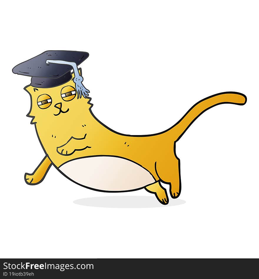 cartoon cat with graduate cap