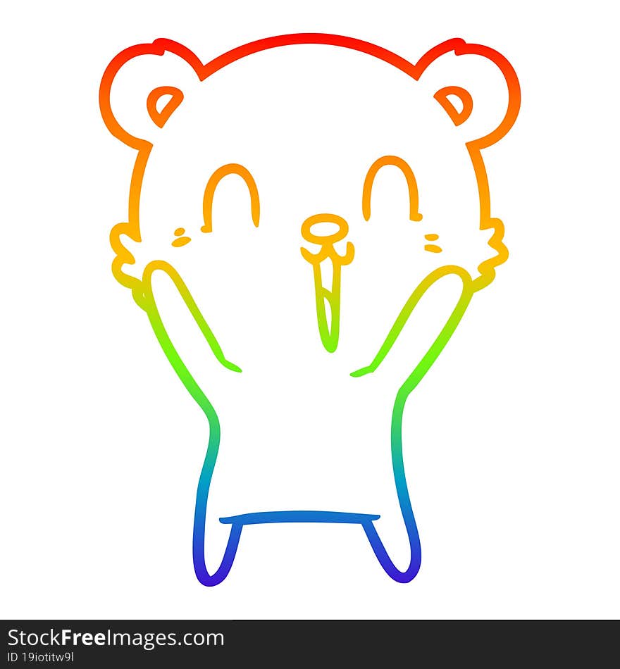 rainbow gradient line drawing happy cartoon polar bear