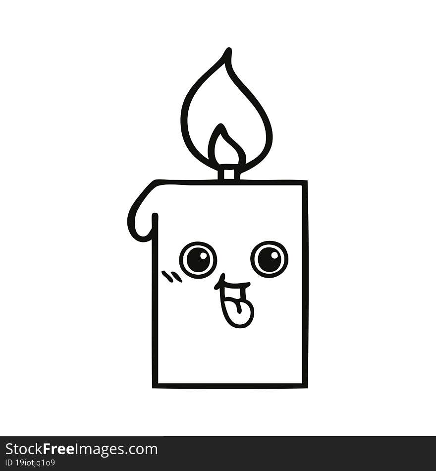 line drawing cartoon of a lit candle