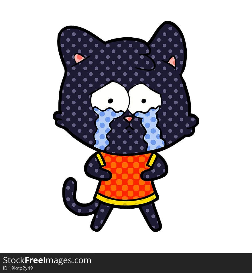 cartoon crying cat. cartoon crying cat