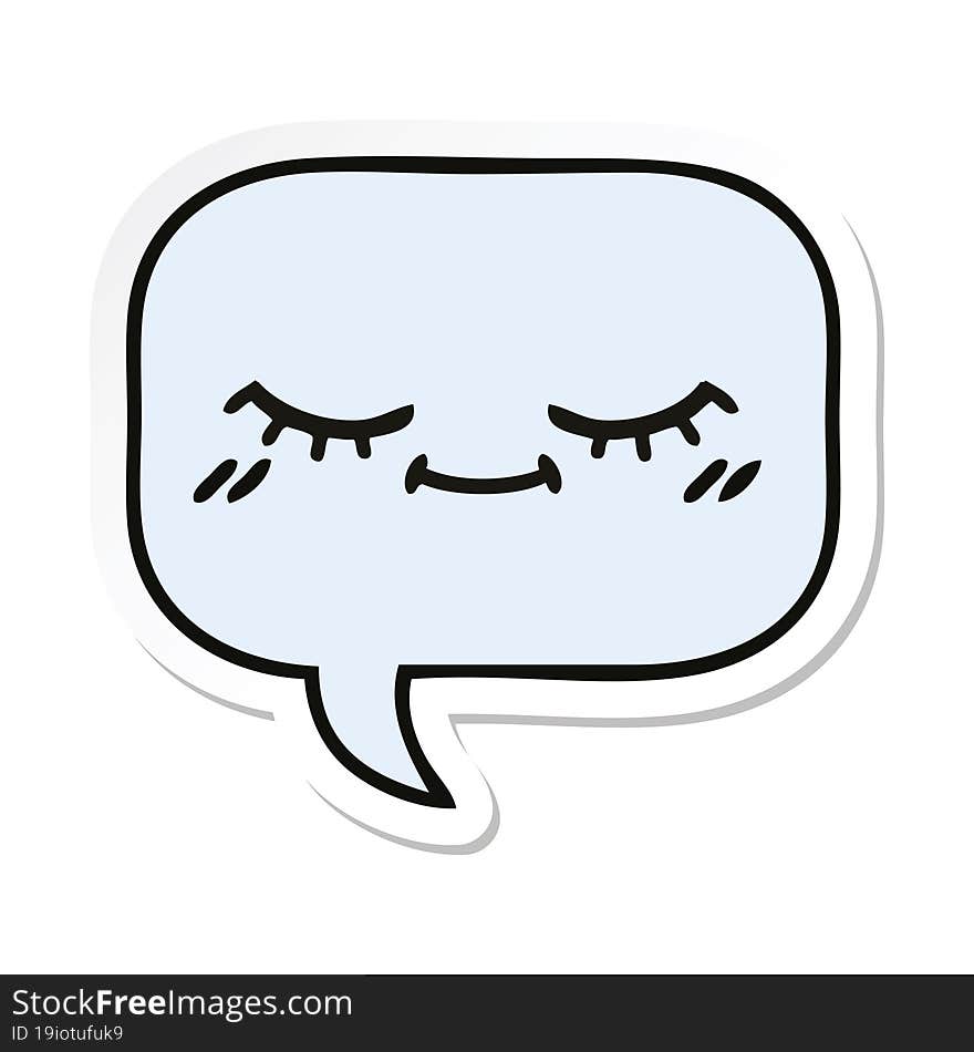 Sticker Of A Cute Cartoon Speech Bubble