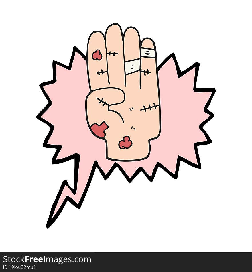 speech bubble cartoon injured hand