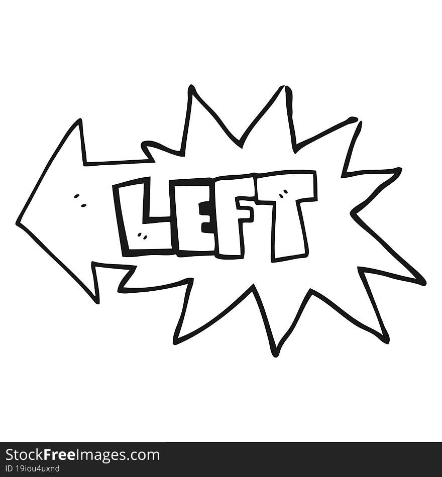 black and white cartoon left symbol