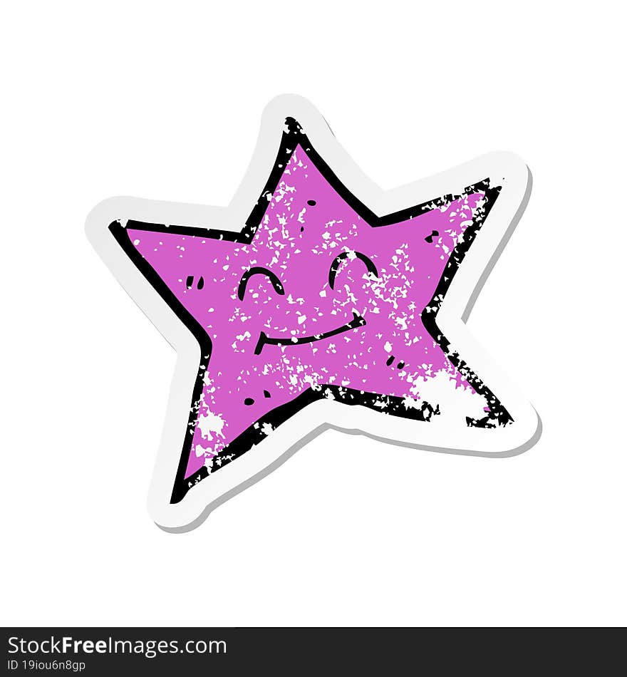 retro distressed sticker of a cartoon star character