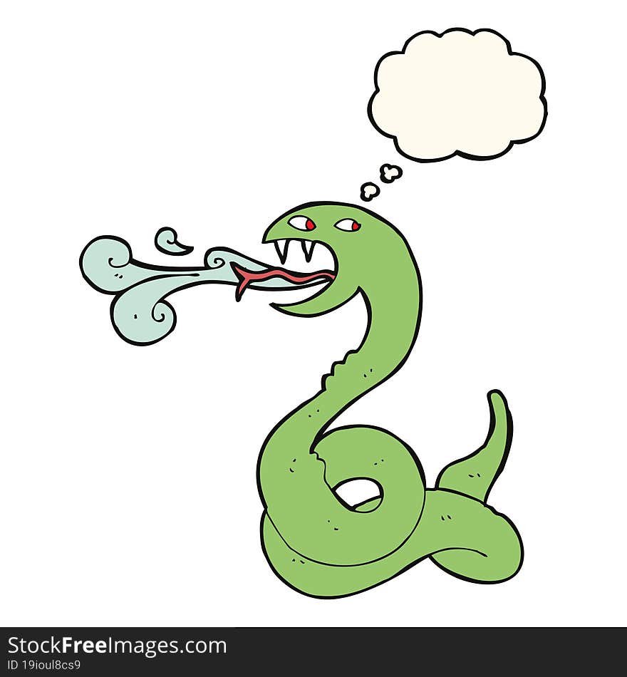 cartoon hissing snake with thought bubble