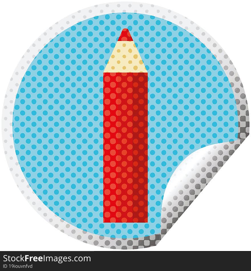 red coloring pencil graphic circular sticker